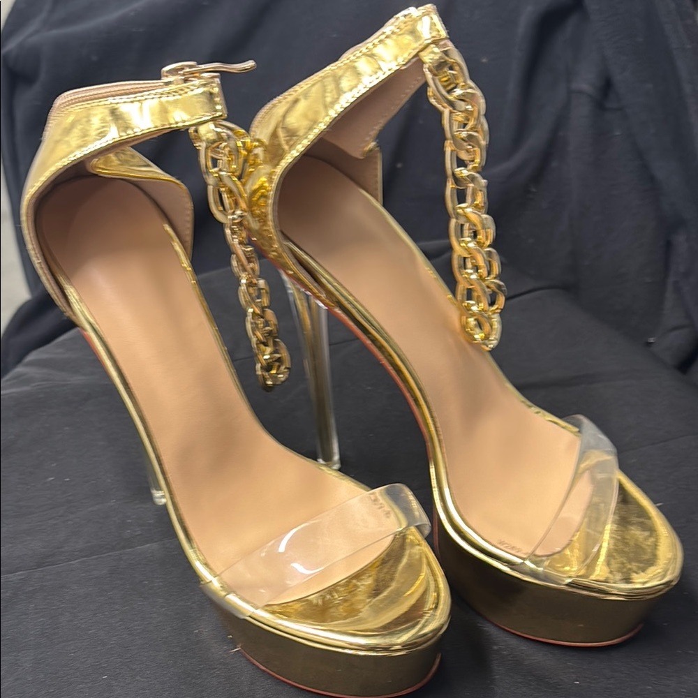 Gold Chain High Heel Sandals